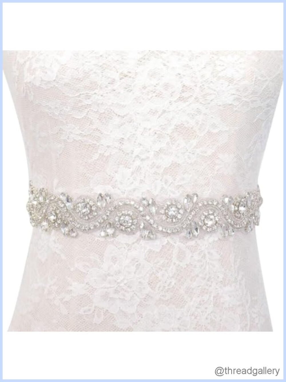 Rhinestone Wedding Sash Belt Bridal Crystal Applique Ivory Ribbon Formal Dress